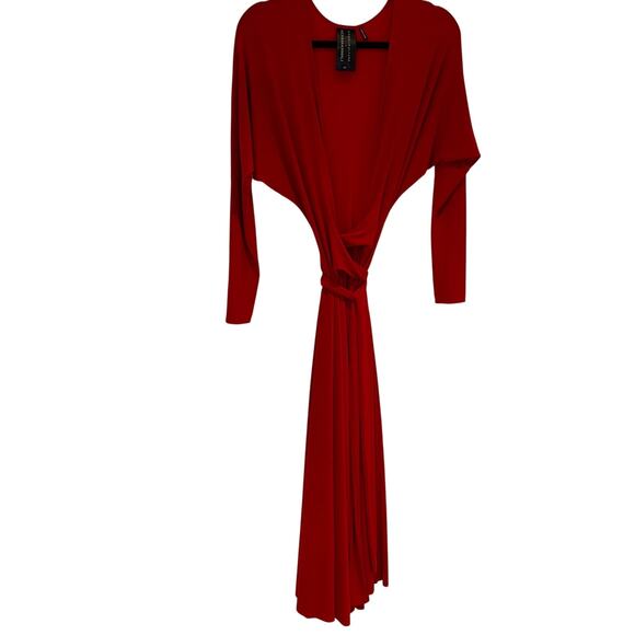 NEW KamaliKulture x Norma Kamali Red Dolman Sleeve Wrap Midi Dress Sz XS - Picture 1 of 10